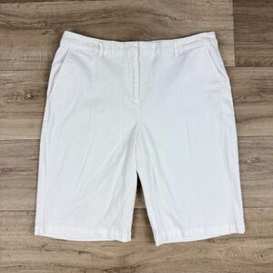 Chadwicks Of Boston Womans Size 16 White Cotton‎ Blend Bermuda Shorts Chino